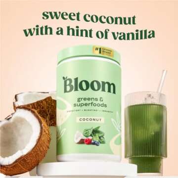 Bloom Nutrition Superfood Greens Powder, Digestive Enzymes with Probiotics and Prebiotics, Gut Healt...