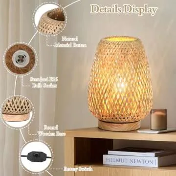 Dimmable Rattan Table Lamp for Stylish Home Lighting