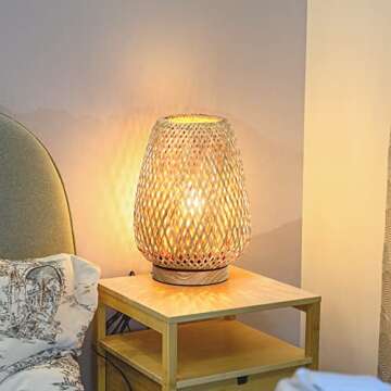 Dimmable Rattan Table Lamp for Stylish Home Lighting