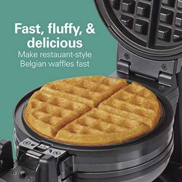 Hamilton Beach Belgian Waffle Maker - Double Flip, 2 at Once, Nonstick Plates, Black