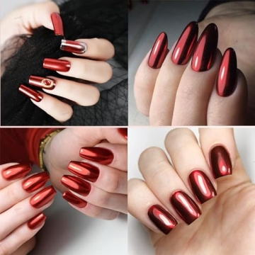 Red Chrome Nail Powder for Stunning Mirror Nail Designs