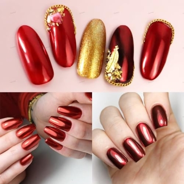 Red Chrome Nail Powder for Stunning Mirror Nail Designs