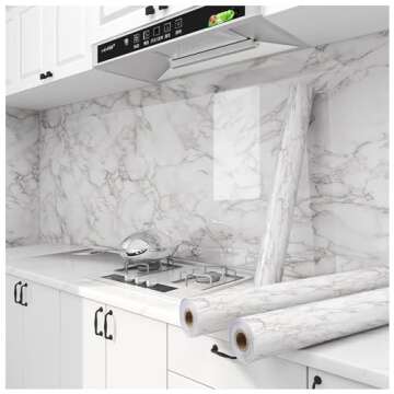 Yancorp White Gray Peel and Stick Contact Paper for Kitchens