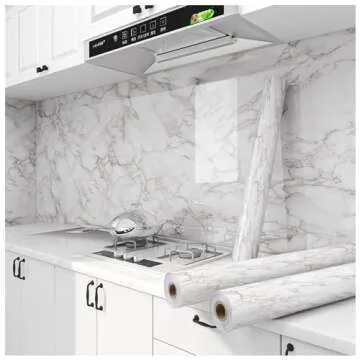 Yancorp White Gray Peel and Stick Contact Paper for Kitchens