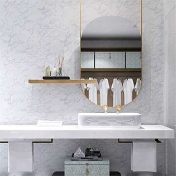 Yancorp White Gray Peel and Stick Contact Paper for Kitchens