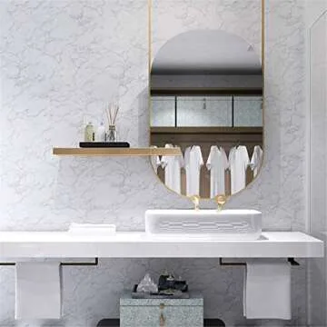 Yancorp White Gray Peel and Stick Contact Paper for Kitchens