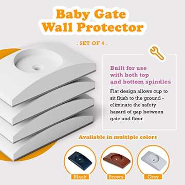 Wall Nanny - Baby Gate Wall Protector (Made in USA) Protect Walls from Pet Gates & Dog Gates - No Safety Hazard on Spindles - for Child Pressure Mounted Baby Gate for Stairs Cup Guard - White, 4 Pack