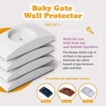 Wall Nanny - Baby Gate Wall Protector (Made in USA) Protect Walls from Pet Gates & Dog Gates - No Safety Hazard on Spindles - for Child Pressure Mounted Baby Gate for Stairs Cup Guard - White, 4 Pack
