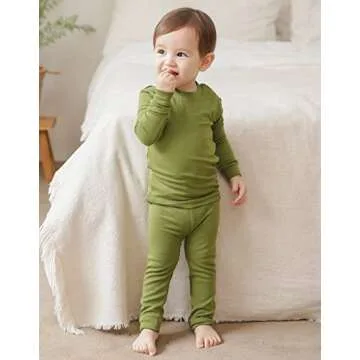 VAENAIT BABY Kids Long Sleeve Sleepwear Pajamas 2pcs Set Modal Olive L