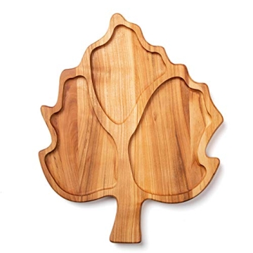 Wooden Serving Platter Maple Leaf for Fall Gatherings