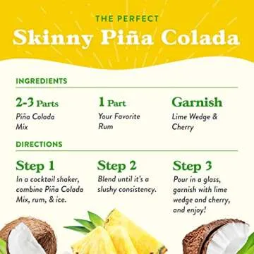 Jordan's Skinny Syrups, Pina Colada, Sugar Free Cocktail Mix, 32 Ounces (Pack of 2), Flavoring for Cocktails, Mocktails, Frozen Drinks, & Flavored Beverages