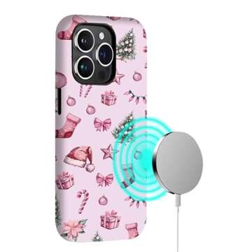 TMSHUNFSS Case for iPhone 16 Pro,[Compatible with Magsafe] Christmas Floral Phone Case for Girl Women Boy,Scratch-Resistant Shockproof Case for iPhone 16 Pro