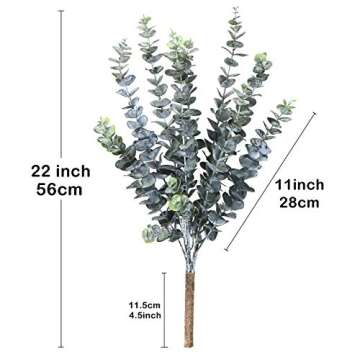 Beebel 22" Tall Artificial Plants Branches 2 Pcs Faux Eucalyptus Flowers Fake Leaves Spray Artificial Greenery Stems for Wedding Party Floral Arrangement