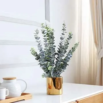 Beebel 22" Tall Artificial Plants Branches 2 Pcs Faux Eucalyptus Flowers Fake Leaves Spray Artificial Greenery Stems for Wedding Party Floral Arrangement