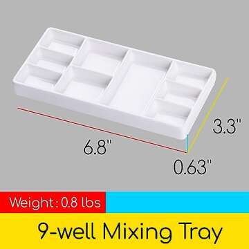 MEEDEN 9-Well News Ceramic Rectangle Artist Paint Palette for Watercolor Gouache Acrylic Oil Paintin...