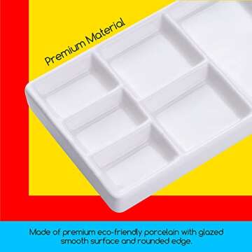 MEEDEN 9-Well News Ceramic Rectangle Artist Paint Palette for Watercolor Gouache Acrylic Oil Painting, 6-4/5 by 3-1/3-Inch