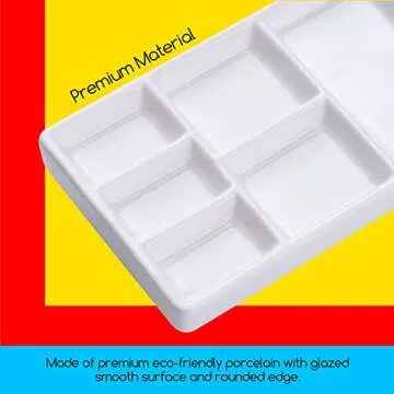 MEEDEN 9-Well News Ceramic Rectangle Artist Paint Palette for Watercolor Gouache Acrylic Oil Painting, 6-4/5 by 3-1/3-Inch