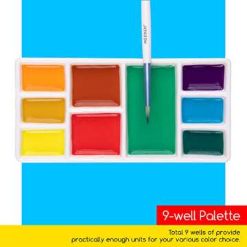 MEEDEN 9-Well News Ceramic Rectangle Artist Paint Palette for Watercolor Gouache Acrylic Oil Painting, 6-4/5 by 3-1/3-Inch