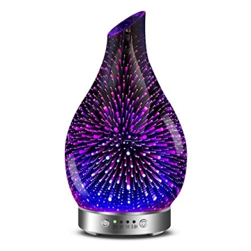 MAXWINER 3D Glass Essential Oil Diffuser Auto Shut-Off LED