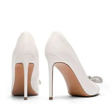 DREAM PAIRS Women's High Heels for Women Classic Pointed Closed Toe Pumps Sexy Sparkly Rhinestone Stiletto Heels Elegant Versatile Wedding Bridal Party Dress Shoes SDPU2207W White Size 11 M US