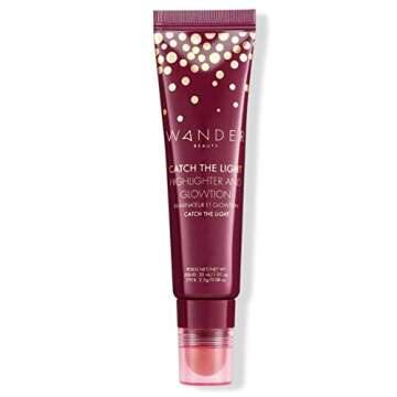 Wander Beauty Catch The Light Highlighter & Glowtion - 2 in 1 Radiant Liquid Highlighter + Creamy Highlighter Stick. Hyaluronic Acid & Natural Ingredient Skincare Infused. Champagne Pearl Finish.