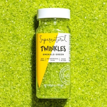 Supernatural Twinkles Sprinkles, Emerald Green Sanding Sugar, Plant-Based Color, Vegan, 3oz, Made in...