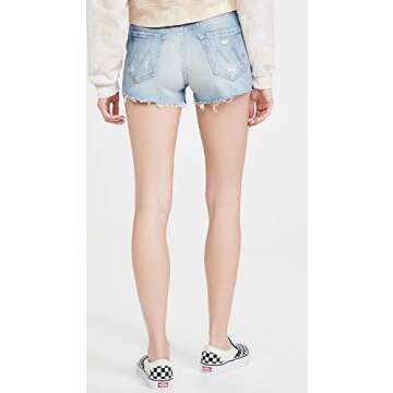 MOTHER Women's The Tomcat Kick Fray Shorts, True Confessions, Blue, 23