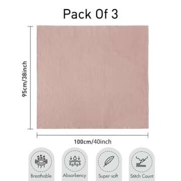 Muslin Swaddle Blankets for Newborns - 3 Pack Organic Cotton Essentials