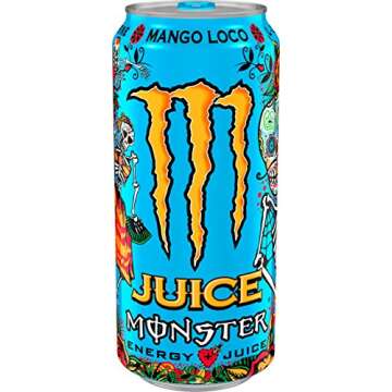 Monster Energy Juice Monster Mango Loco, Energy + Juice, Energy Drink, 16 Ounce (Pack of 24), 384 Ou...