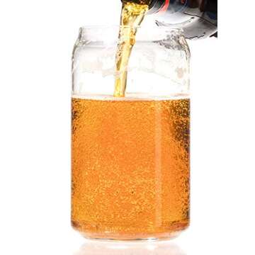 Ecodesign Drinkware Beer Glass Can Shaped 16 Oz - Pint Beer Glasses 4 PACK w/Coasters