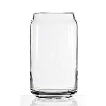 Ecodesign Drinkware Beer Glass Can Shaped 16 Oz - Pint Beer Glasses 4 PACK w/Coasters