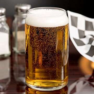 Ecodesign Drinkware Beer Glass Can Shaped 16 Oz - Pint Beer Glasses 4 PACK w/Coasters