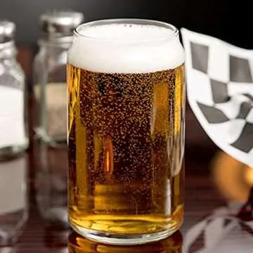 Ecodesign Drinkware Beer Glass Can Shaped 16 Oz - Pint Beer Glasses 4 PACK w/Coasters