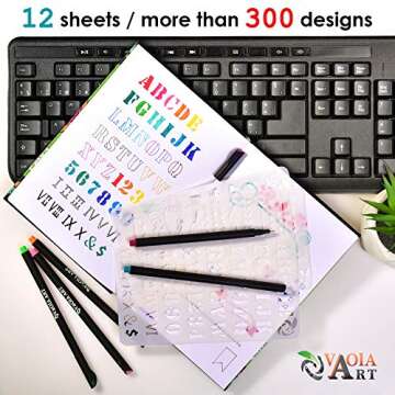 Creative Journal Stencil Set for Bullet Planning & Art - 12 PCS