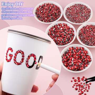 25000Pcs Red Resin Rhinestones for Crafting, DIY Gems