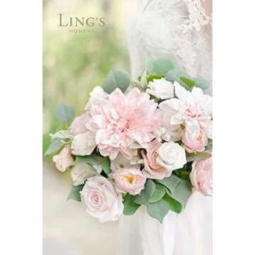 Ling's Moment Artificial Flowers 9pcs Silk Dahlia 5.5"/4.5" Fake Flowers for DIY Wedding Craft Bouquets Centerpieces Arrangements Party Baby Shower Home Decorations (Blush)