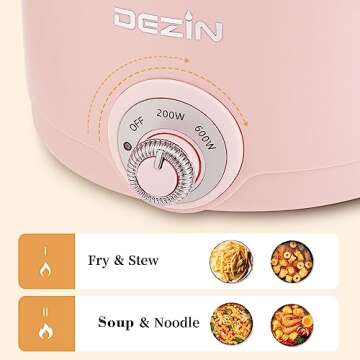 Dezin Hot Pot Electric, 1.5L Rapid Noodles Cooker, Non-Stick Electric Pot Perfect for Ramen, Egg, Pa...
