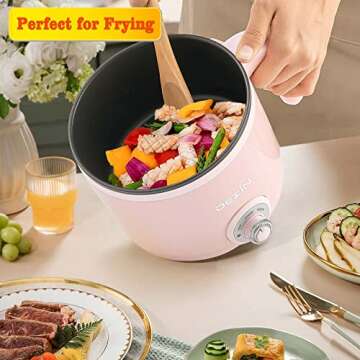 Dezin Hot Pot Electric, 1.5L Rapid Noodles Cooker, Non-Stick Electric Pot Perfect for Ramen, Egg, Pasta, Dumplings, Soup, Porridge, Oatmeal, Portable Cooking Pot with Power Adjustment