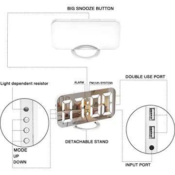 Stylish Digital Alarm Clock with USB Charging and Snooze Function