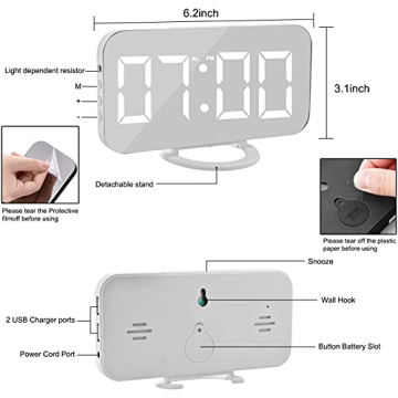 Stylish Digital Alarm Clock with USB Charging and Snooze Function