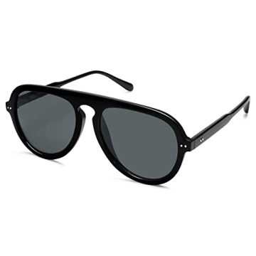 SOJOS Retro Aviator Sunglasses for Men & Women - Vintage Shades SJ2255 Black