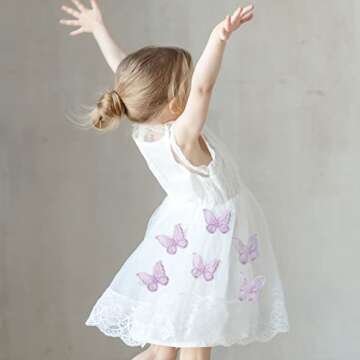 PAGOW 30pcs Butterfly Lace Trim, Double Layers Organza Fabric Embroidery Sewing Craft Decor Applique Patches for Wedding Bride Hair Accessories Dress Decoration (Purple)