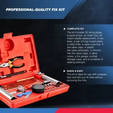TOOLUXE 50003L Tire Repair Kit for All Vehicles