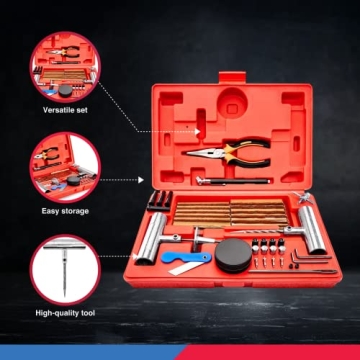 TOOLUXE 50003L Tire Repair Kit for All Vehicles