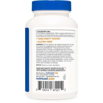 Nutricost Niacin (Vitamin B3) 100mg, 240 Capsules - with Flushing, Non-GMO, Gluten Free