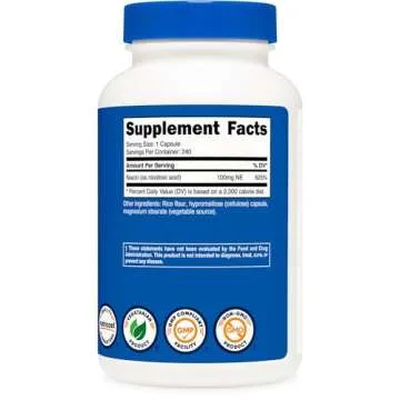 Nutricost Niacin (Vitamin B3) 100mg, 240 Capsules - with Flushing, Non-GMO, Gluten Free