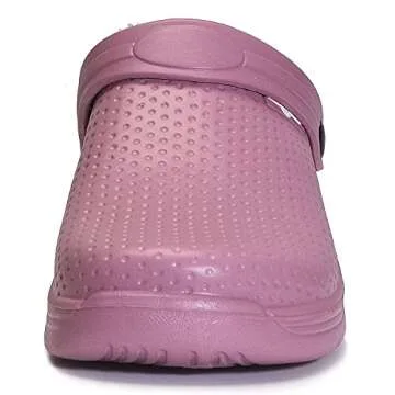 Mens Womens Winter Lined Clogs Waterproof House Slippers Warm Fur Plush Garden Shoes Indoor Outdoor Mules Soft Purple