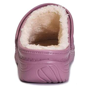 Mens Womens Winter Lined Clogs Waterproof House Slippers Warm Fur Plush Garden Shoes Indoor Outdoor Mules Soft Purple
