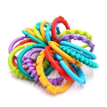 24 Pack Baby Teether Rings Links Toys - Colorful Connecting Rings for Infants