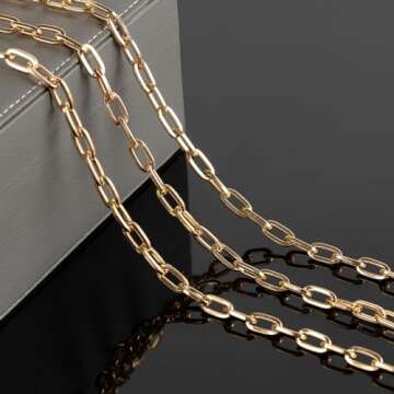 YOUBEIYEE 16.4FT Paperclip Chain Supplies for Jewelry